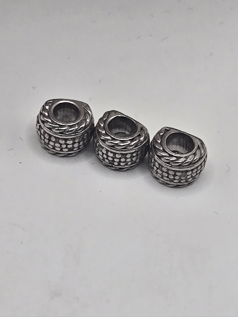 Sterling Silver Textured Spacer Beads - Set of 3